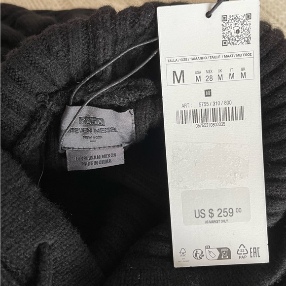 Zara 100% Wool Oversized Poncho Steven Meisel Black Size M-L - Picture 11 of 13